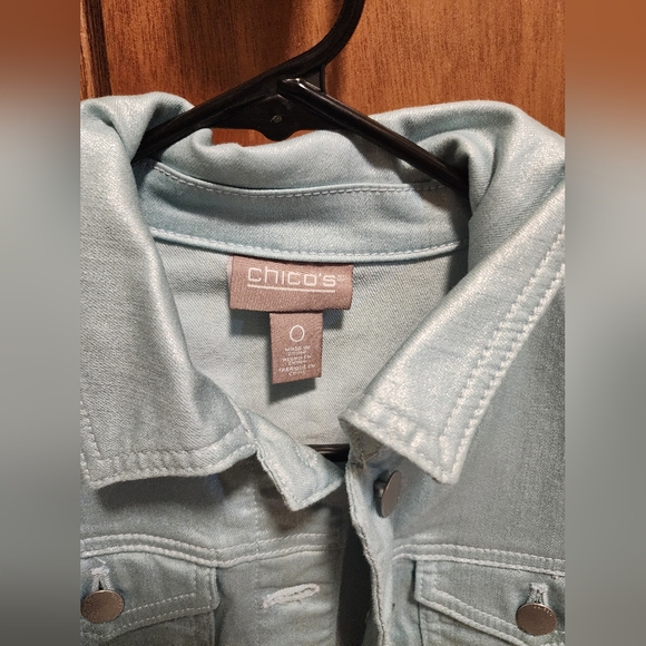 Chicos Women's Denim Jacket Iced Baby Blue Size 0 NWOT - Picture 3 of 4